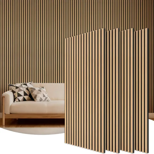 Miniatura 16 de TONOR Paneles de pared de listones de madera, paquete de 2 paneles acústicos de 47.2 x 23.6 pulgadas, paneles acústicos de listones de madera
