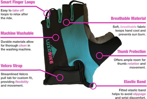 Miniatura 2 de LuxoBike - Guantes de ciclismo, guantes de bicicleta de montaña, guantes de bicicleta Antideslizante, absorción de golpes, acolchado, transpirable