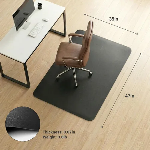 Miniatura 6 de Tapete para silla rodante de oficina para suelo de madera dura y azulejos, negro, antideslizante, no curvo, tapete para silla debajo del escritorio