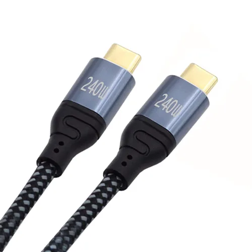 Miniatura 10 de Cable USB-C de 240 W tipo C 480 Mbps 48 V 5 A de perfil bajo en ángulo de 90 grados compatible con USB 2.0 100 W de carga para portátil, tableta