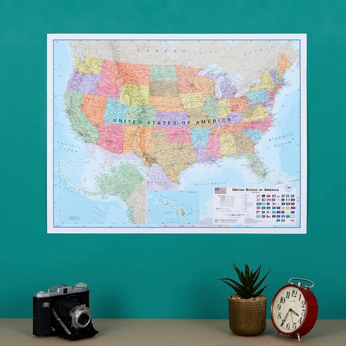 Miniatura 4 de Paquete de póster laminado con mapa del mundo y mapa de EE. UU., 17 x 22 pulgadas, mapas del mundo y Estados Unidos, cartografía detallada - Maps