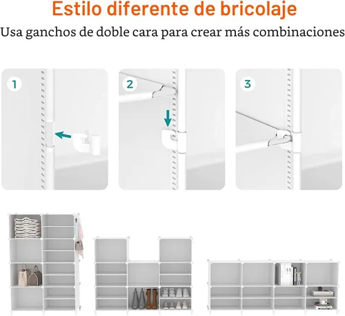 Miniatura 8 de AWTATOS Organizador de Armario de 6 Cubos Estantes de Almacenamiento Portátiles Organizadores de Ropa y Almacenamiento Estantería Cúbica Apilable