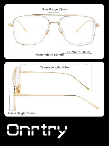Miniatura 6 de Onrtry Tony Stark - Lentes de bloqueo de luz azul para hombres y mujeres, montura de metal retro, lentes de Iron Man Spider-Man Marco transparente