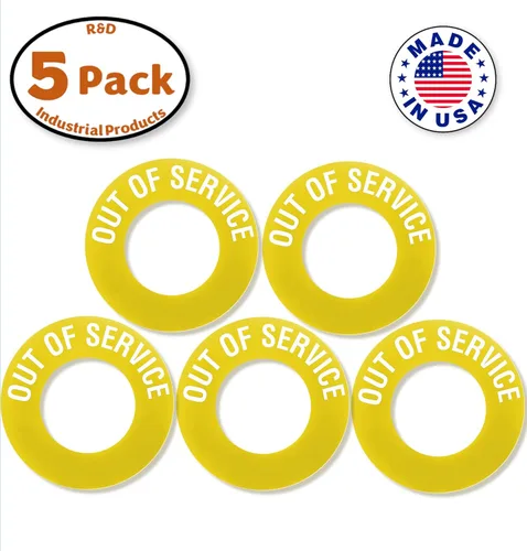 Miniatura 3 de Anillo "fuera de servicio" para puerto de hidrante de incendios de 2.5 y 4.5 pulgadas, paquete de 5, PVC, texto de etiqueta blanca