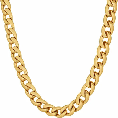 LIFETIME JEWELRY Collar de cadena de eslabones cubanos pulidos de 0276in para mujeres y hombres chapado en oro de 24 quilates Chapado en oro No es