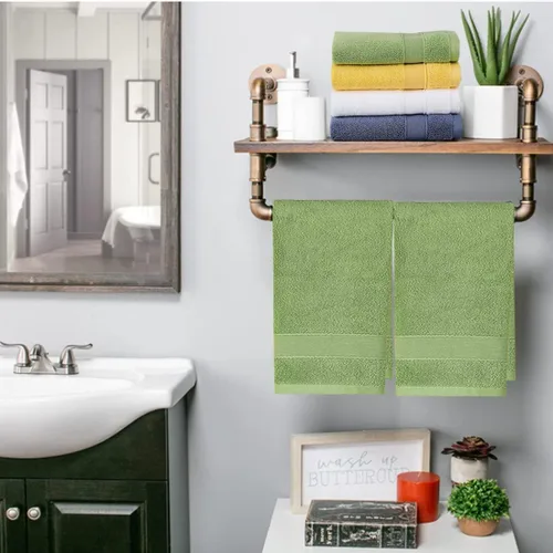 Miniatura 12 de PUPOPIK Paquete de 2 toallas de mano para baño, toallas de mano 100% algodón (14 x 30 pulgadas), altamente absorbentes y de secado rápido, toalla