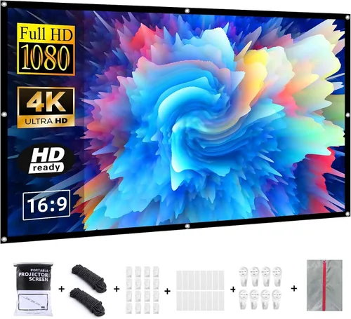Pantalla de proyección de 84 pulgadas, pantallas de proyector para exteriores, pantalla de película portátil 16:9, pantalla de proyección plegable