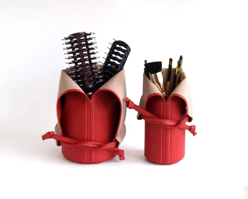 Miniatura 5 de Soporte grande para brochas de maquillaje, bolsa de maquillaje roja, organizador de brochas de maquillaje hecho a mano, bolsa de cosméticos, bolsa
