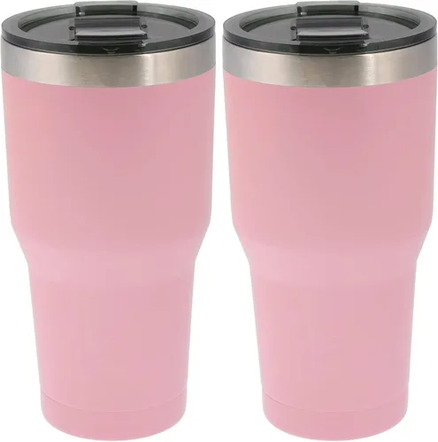 Miniatura 6 de Doble pared aislada al vacío, vaso de acero inoxidable con tapa de bloqueo, recubrimiento en polvo duradero, bebida fría y bebidas calientes, rosa