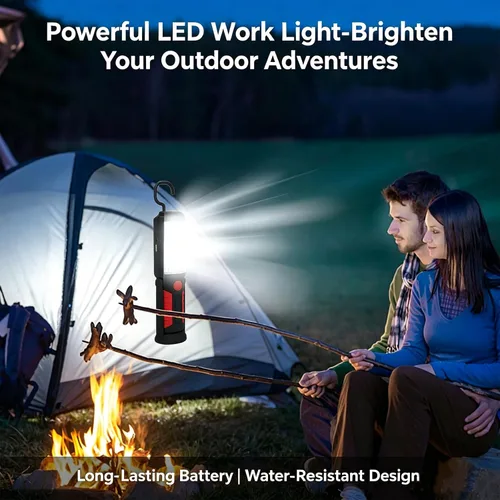 Miniatura 8 de Luz de trabajo recargable, linterna magnética LED portátil multiusos con gancho para colgar, linterna de trabajo impermeable para reparación de Rojo