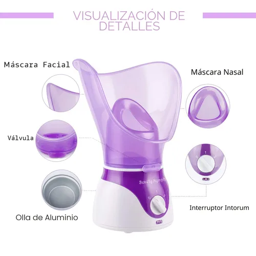 Miniatura 3 de Vaporizador facial, BeauTy Nymph - Vaporizador facial sauna spa en casa para abrir poros y extraer puntos negros, rejuvenece e hidrata tu piel