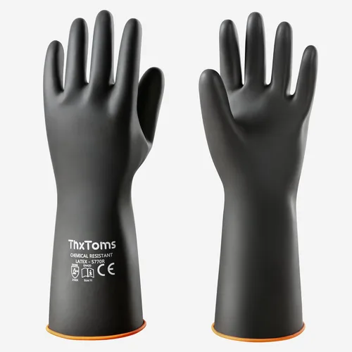ThxToms Guantes de látex resistentes a productos químicos, guantes de goma impermeables, resistentes a pinchazos, resistentes al aceite ácido y 14