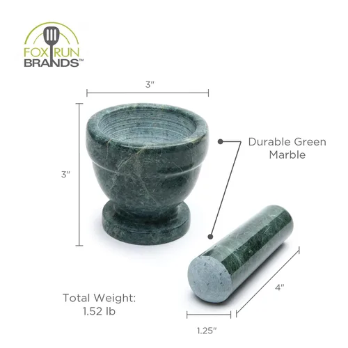 Miniatura 5 de Fox Run Mortero y pilón de mármol, Verde, 7.6 cm