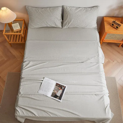 Miniatura 3 de Sábanas tamaño Queen con aspecto de lino, sábanas catiónicas suaves como el algodón, juego de ropa de cama de lujo con bolsillos profundos