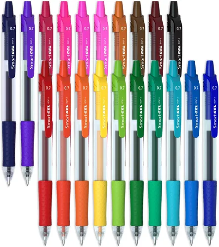 Miniatura 8 de Juego de bolígrafos de gel Smart Color Art, 16 colores, punta mediana, bolígrafos de tinta de gel retráctiles con agarre cómodo, escritura suave