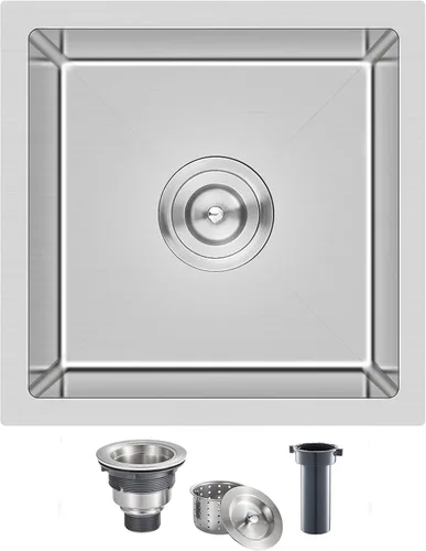 Miniatura 17 de Fregadero de cocina de 20 pulgadas, acero inoxidable SUS304 hecho a mano, fregadero de cocina con colador de fregadero (cepillado), 20 x 16 x 9
