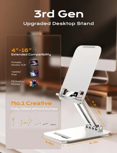Miniatura 2 de LISEN Soporte para Tablet para iPad de Escritorio, Plegable, Accesorios de Escritorio para Oficina en Casa, Viaje para Soporte de iPad, Elementos