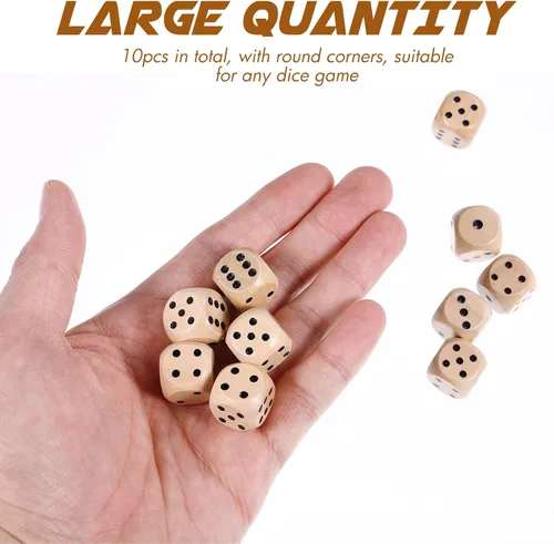 Miniatura 2 de Juego de 10 dados de madera D6 de madera de seis caras, juego estándar de matemáticas, mini dados de mesa para tablero de enseñanza en el aula
