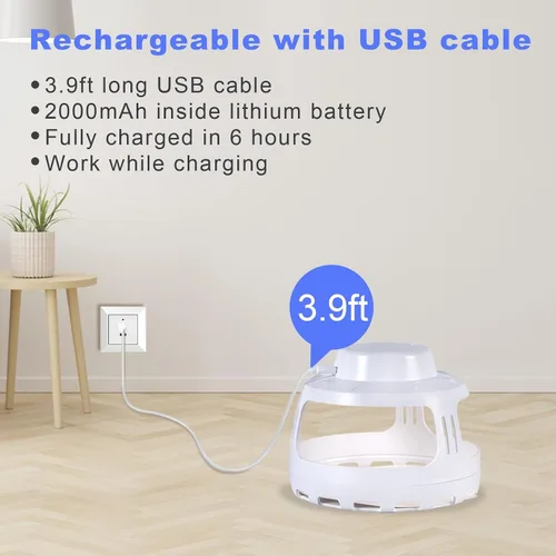 Miniatura 5 de Trampa para pulgas para el hogar, trampa eléctrica de plagas para interiores con 10 recambios de tablero adhesivo, trampa de luz nocturna