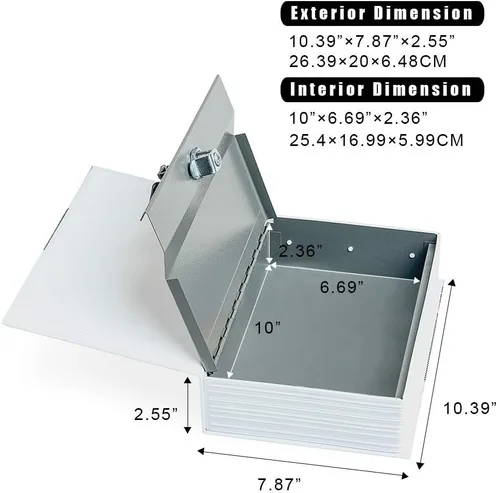 Miniatura 3 de Caja fuerte grande con forma de libro (tamaño 10.5"×8"×2.6") con cerradura de combinación de seguridad, caja fuerte secreta oculta tipo diccionario