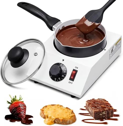 ROCEEI Máquina eléctrica de fusión de chocolate con espátula de silicona, derretidor de dulces con control de temperatura ajustable, cuenco de