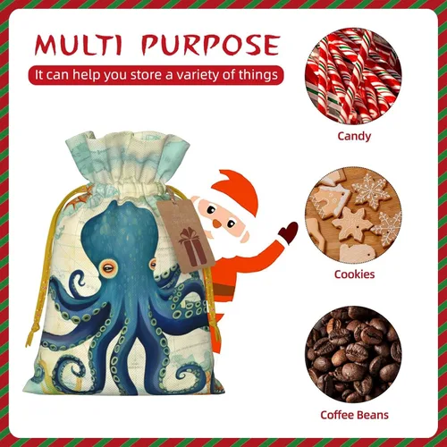 Miniatura 3 de Zelamiee Bolsas de regalo de arpillera con cordón de pulpo, perfectas para Pascua, día de San Valentín, festivales y fiestas, 8.3 x 11.8 pulgadas