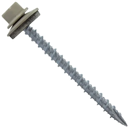 Miniatura 48 de 10 tornillos para techos de metal gris ABC de 2-1/2 pulgadas, cabezal de arandela hexagonal, arranque automático/roscado, arandela EPDM. 1 bolsa