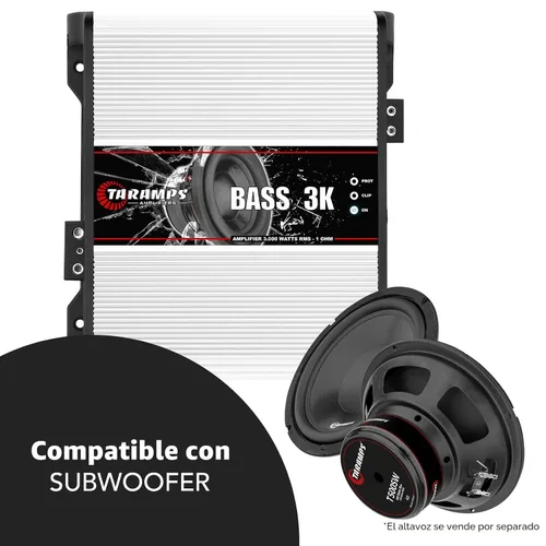 Miniatura 7 de Taramps BASS 3k 1 Ohm 1 canal Mosfet amplificador 3000 vatios RMS, monobloque, filtro subsónico, cruce de paso bajo, refuerzo de graves, RCA, clase