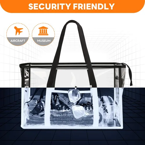 Miniatura 7 de Bolsa de mano transparente para playa - Bolsa impermeable de PVC aprobada para estadio - Bolsa transparente extra grande para piscina, concierto