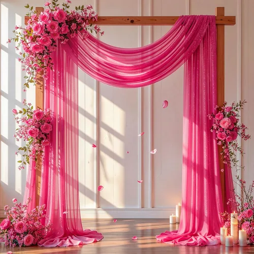Miniatura 22 de Tela drapeada para arco de boda de 28" x 19 pies, telón de fondo de tela de gasa transparente, 1 panel de cortinas verde esmeralda para decoración