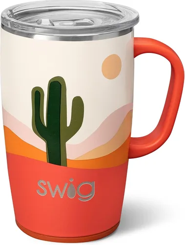 Miniatura 9 de Swig Life - Taza de café de viaje de 22 onzas, vaso con aislamiento térmico con asa y tapa, para portavasos y lavavajillas, de acero inoxidable