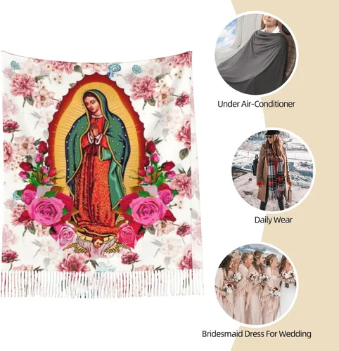 Miniatura 8 de YQIUSM Virgen de Guadalupe Chal Bufanda Virgen María Católica, Multi