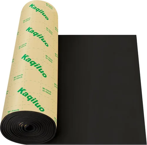 Kaqiluo Espuma acústica autoadhesiva de aislamiento acústico, 73.2 pies cuadrados x 0.4 pulgadas de grosor, 50 + kg/m³, acolchado a prueba de