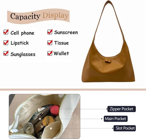 Miniatura 5 de Bolsos de hombro Crescent retro Y2k 90s Hobo bolsos pequeños de piel sintética para axilas, bolsos de mano de moda 2024