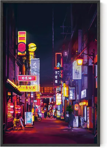 Miniatura 34 de HAUS AND HUES Póster de Tokio, arte de pared de neón de anime japonés, decoración urbana de luces de ciudad de Tokio, póster genial de Cyberpunk