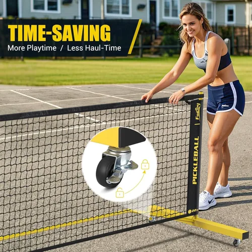 Miniatura 4 de Juego de red de pickleball con 4 paletas, 6 pies/11 pies/22 pies, red portátil 3 en 1 con bolsa de transporte, bolas de pickleball, diseñada