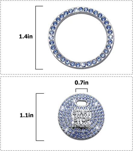 Miniatura 2 de BELOMI Anillo decorativo para botón de arranque y parada del motor de automóvil, 2 unidades, calcomanías protectoras para botón de arranque