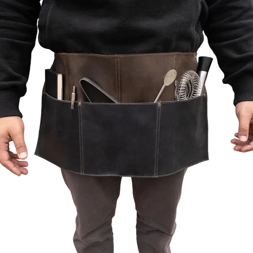 Miniatura 5 de Hide & Drink, Delantal de cintura, bolsillos remachados, accesorios de camarera y camarero, pantalones cortos de servidor, cuero de grano completo