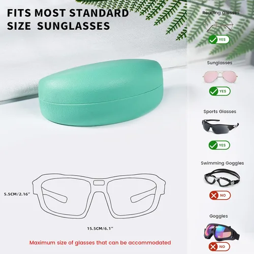 Miniatura 5 de molshine Funda rígida para gafas de sol, funda clásica grande para lentes de sol, lentes con paño de limpieza, bolsa