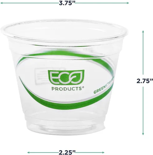 Miniatura 3 de ECO PRODUCTS GreenStripe - Vasos fríos transparentes de 9 onzas, vasos desechables de ácido poliláctico (PLA) a base de plantas para agua, jugo