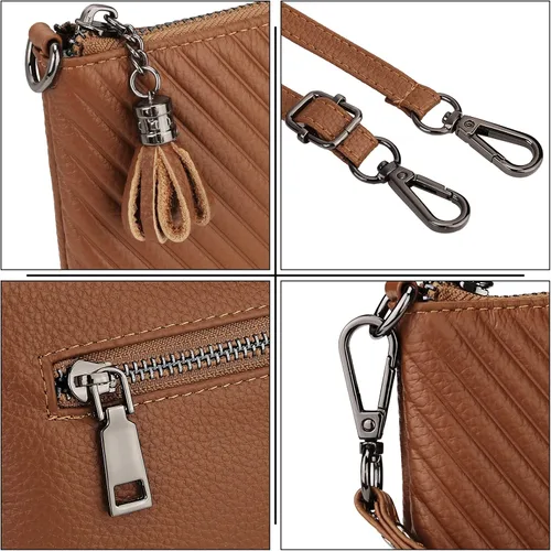 Miniatura 5 de Uromee Cartera de mano para mujer, de piel auténtica, con cadena de hombro desmontable