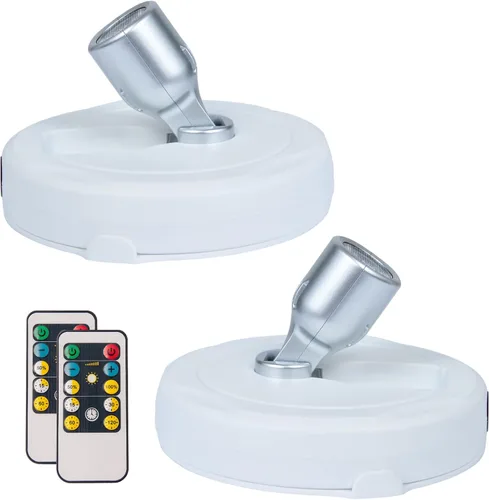 HAMVIDNE Foco LED, luces de foto a batería, iluminación ascendente para interior, luces de disco con 2 controles remotos, luz de punto regulable
