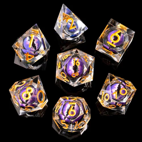Miniatura 15 de DND Juego de dados de 8 piezas con ojo de dragón extra D20-Beholder's Eye Liquid Core Sharp Edge Resina poliédrica hecha a mano 2 × D20 D4 D6 D8 D10