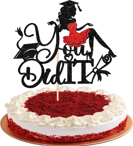 Miniatura 13 de 1 paquete de decoración para tarta de graduación para niña, con purpurina, para diploma, decoración para adultos mayores 2026, para niñas, escuela