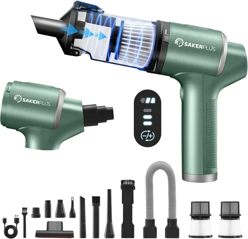 SakerPlus Aspiradora de Mano para Coche Inalámbrica, 20000PA Aspiradora de Mano Portátil de Alta Potencia & Soplador de Polvo para Coche Hogar, Mini