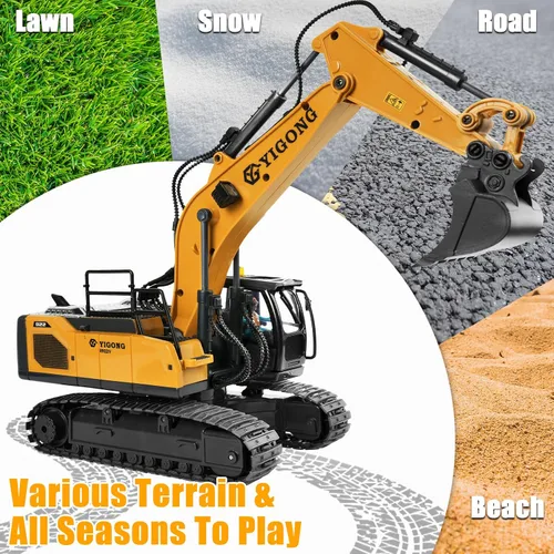 Miniatura 5 de Excavadora de control remoto para niños de 6 a 9 años, juguetes de excavadora controlados por gravedad de 2.4 GHz con luces y sonido, vehículos