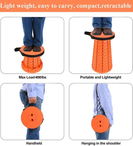 Miniatura 3 de Fishboy Taburete plegable mejorado, capacidad máxima de peso de 400 libras, ligero pero resistente, taburete plegable retráctil portátil telescópico