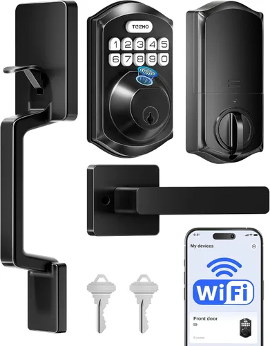 Miniatura 10 de TEEHO TE012W-H - Cerradura de puerta con teclado WiFi con asa, cerraduras inteligentes de huellas dactilares, entrada sin llave para puerta Níquel