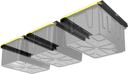 Miniatura 9 de Koova Estante de almacenamiento para garaje de alta resistencia para 4 contenedores. Ancho ajustable, capacidad de 160 libras. Soporte de techo