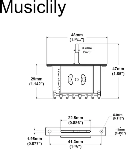 Miniatura 2 de Musiclily Estilo importado métrico 3 manera selector Pickup interruptor de palanca para Fender Tele Telecaster Strat guitarra eléctrica 3 vías